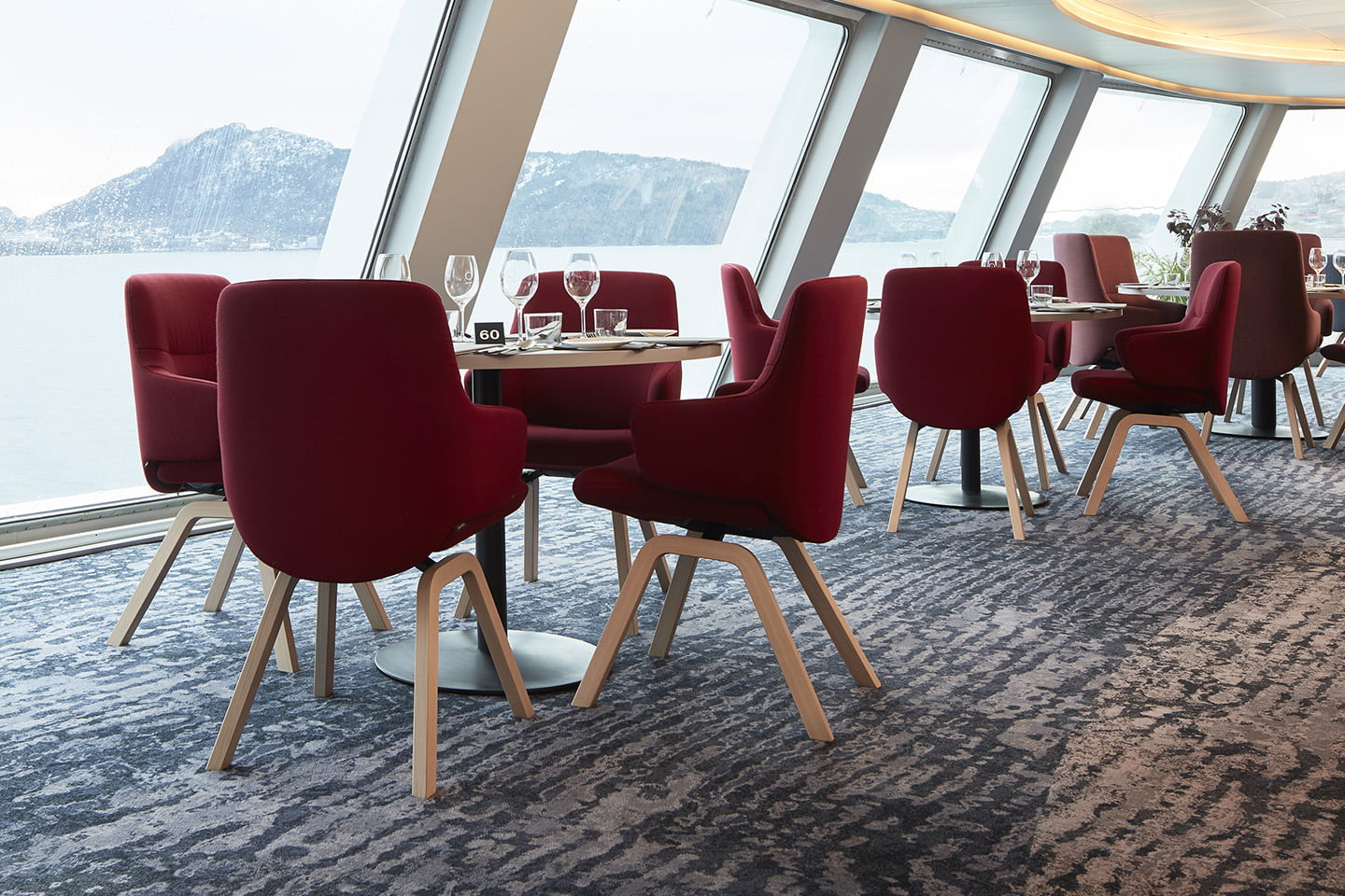 Stressless® Laurel Low back chairs in restaurant on board Havila
